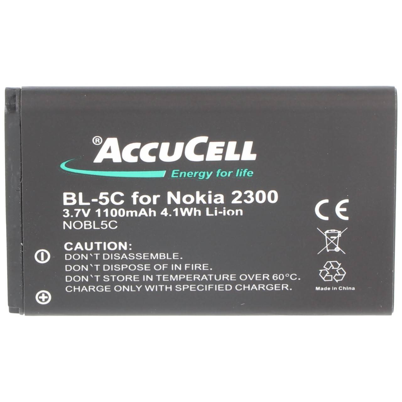 Akku passend für Nokia BL-5C, BL-5CA 3,7 Volt 1100mAh, BR-5C, BL-5CB, BL-5CA, NKBF01, BL-5C, LN-4C-4