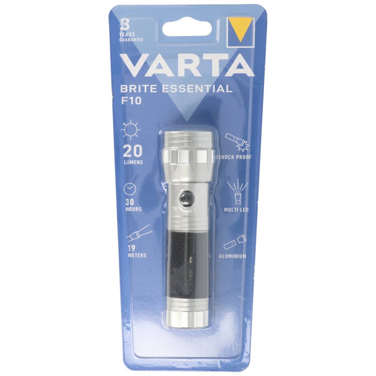 Varta LED Taschenlampe Brite Essential F10 20lm, exkl. 3x Batterie Micro AAA, Retail Blister-4
