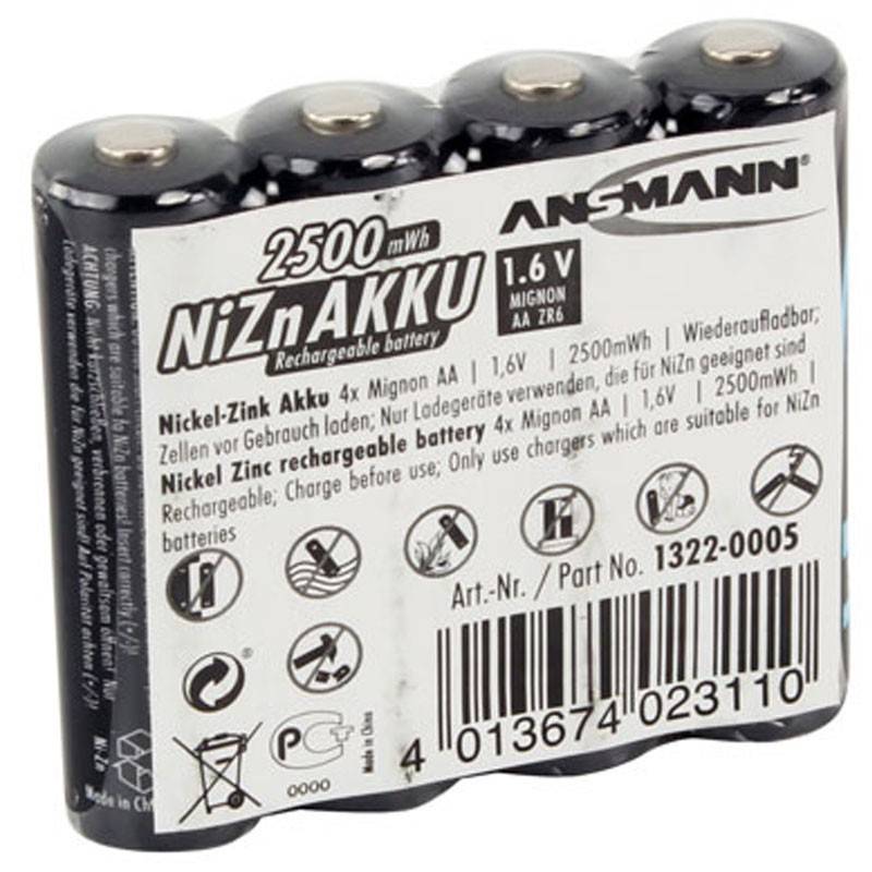 Ansmann Mignon LR06 AA NiZn Akku 1,6 Volt 2500mWh im 4er Set-2