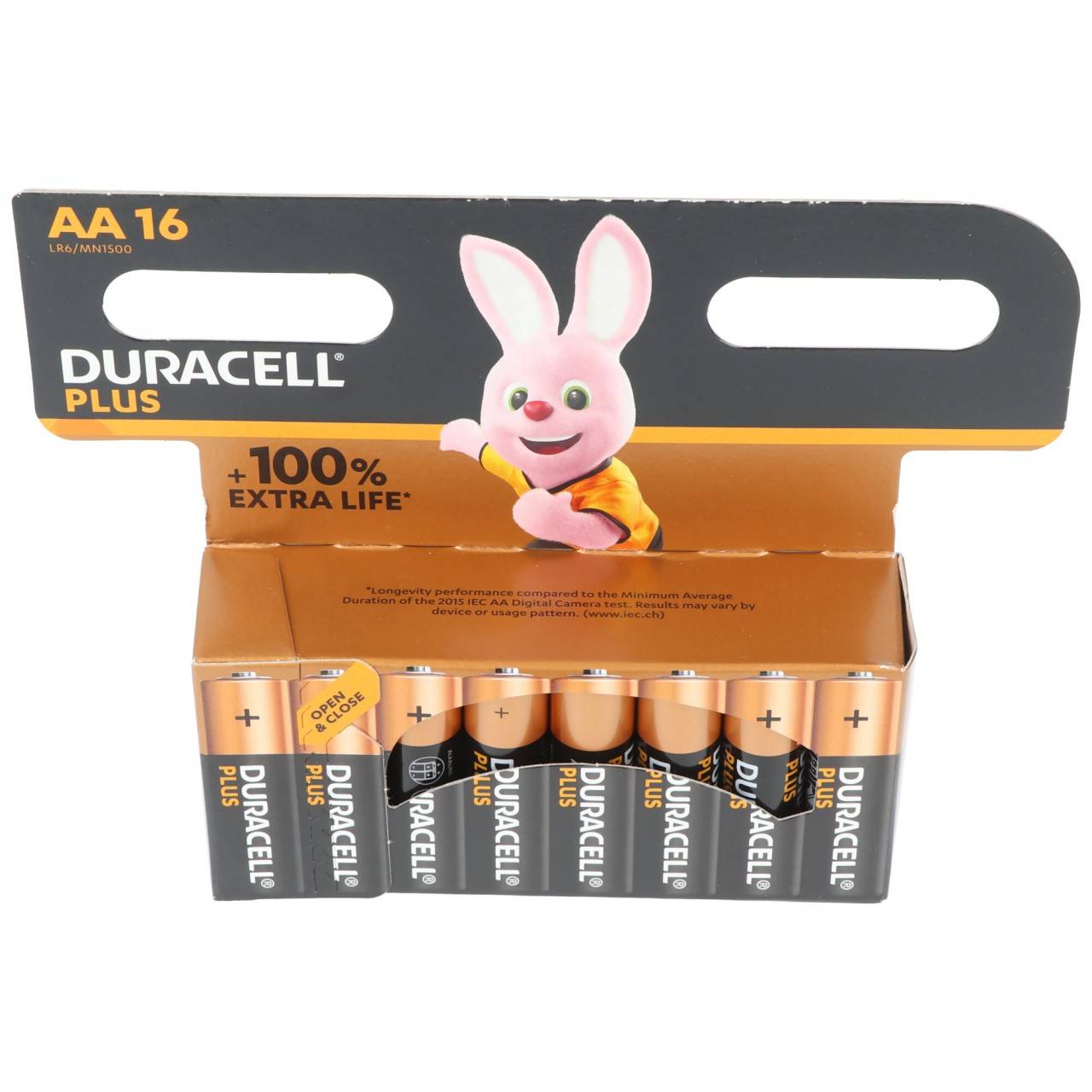 Duracell Batterie Alkaline, Mignon, AA, LR06, 1.5V Plus, Extra Life, Retail Blister (16-Pack)-1