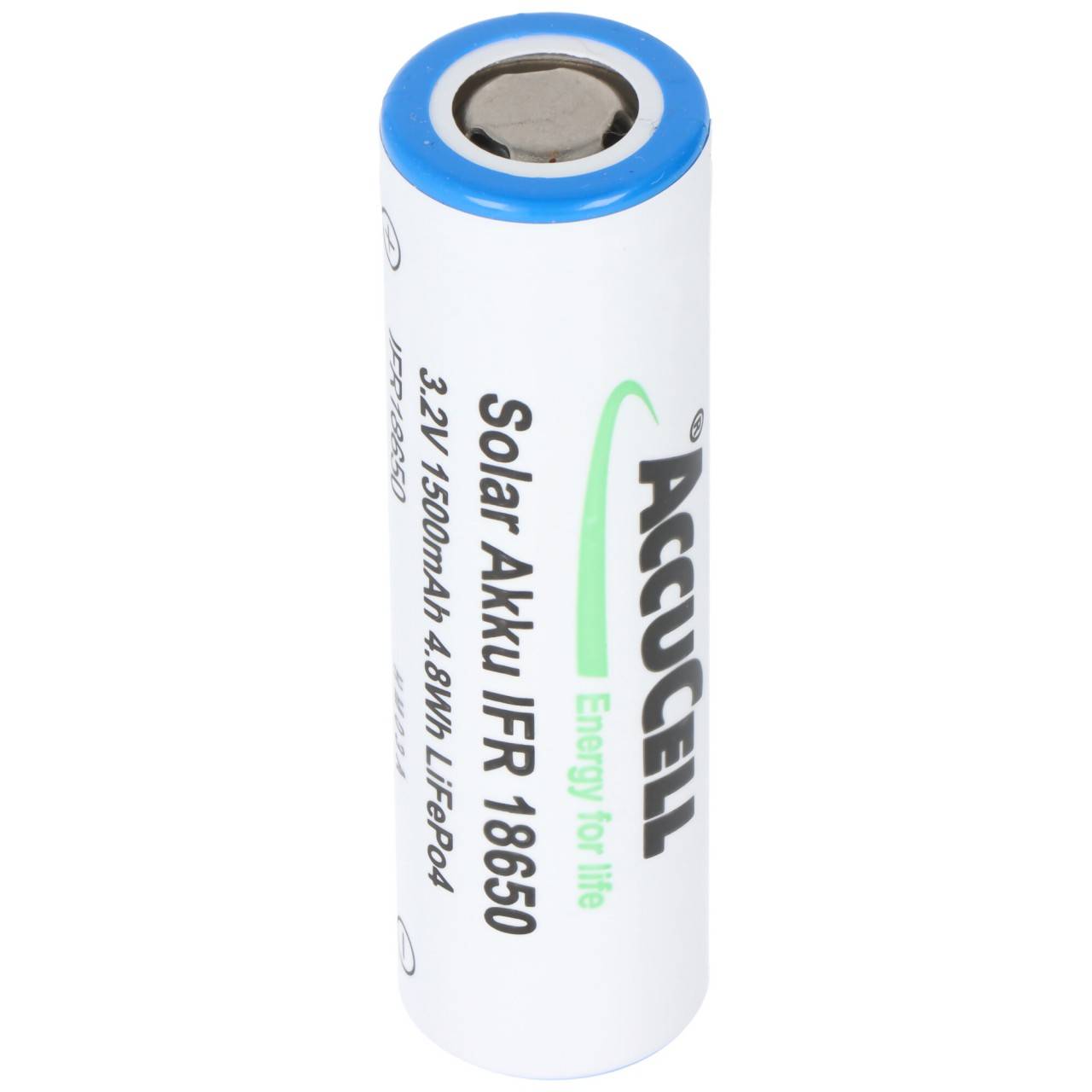 3,2 Volt Solar Akku Lithium 18650 IFR LiFePo4 Akku Flat Top ohne Kopf ungeschützt 64,5x18mm, 1100mAh - 1400mAh-0