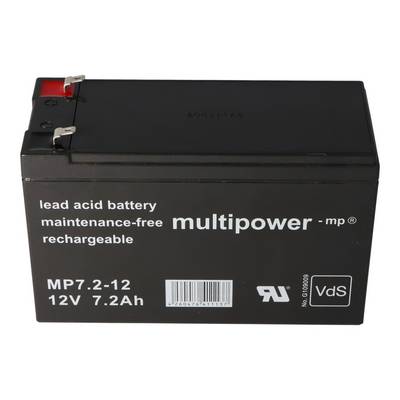 Multipower MP7.2-12 PB Akku 12 Volt 7,2Ah 4,8mm Steckkontakte, mit VDS Zulassung-0