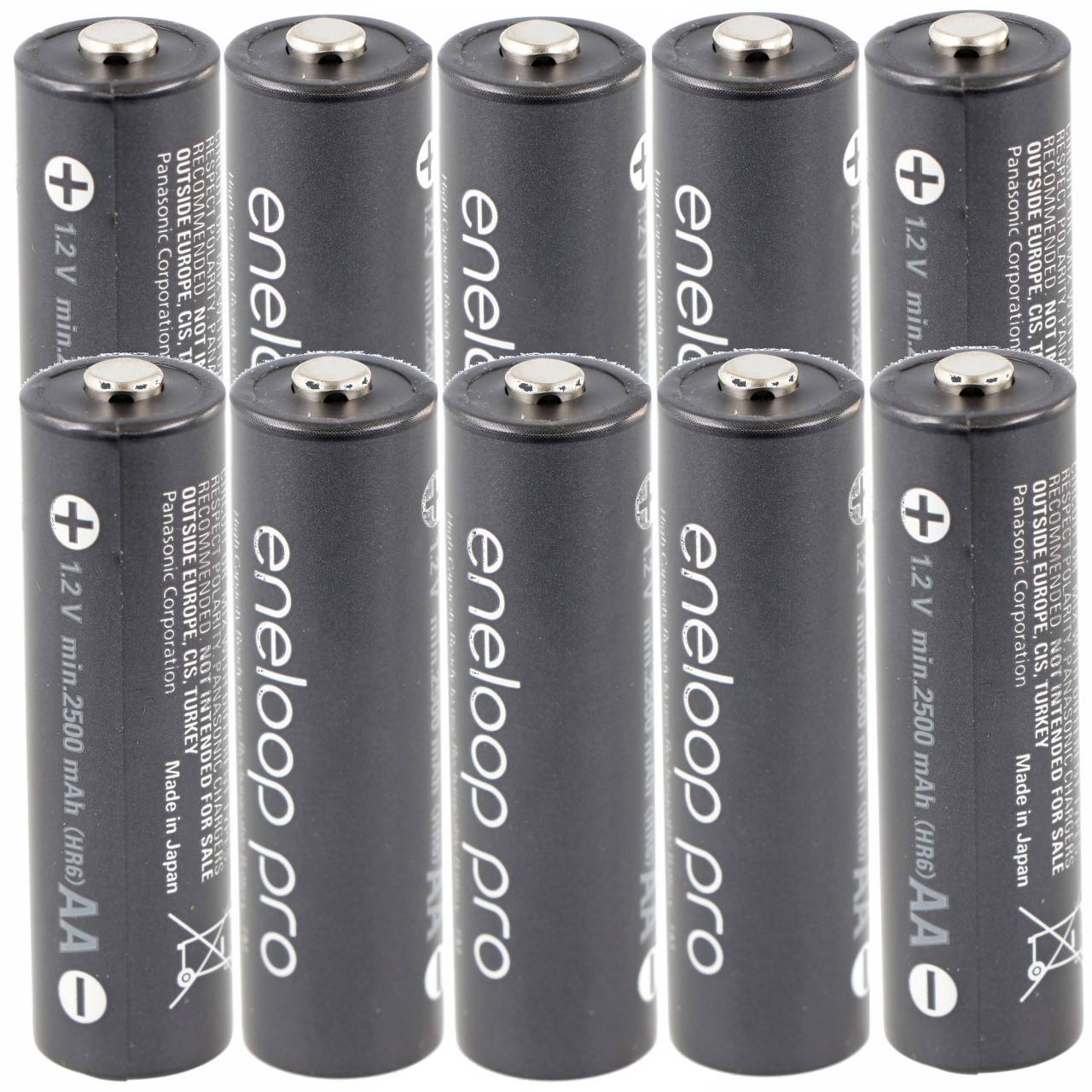 10 Panasonic eneloop Pro NiMH Akku, AA Mignon, 2500mAh mit extrastarker Leistung und AccuCell AccuSafe-0