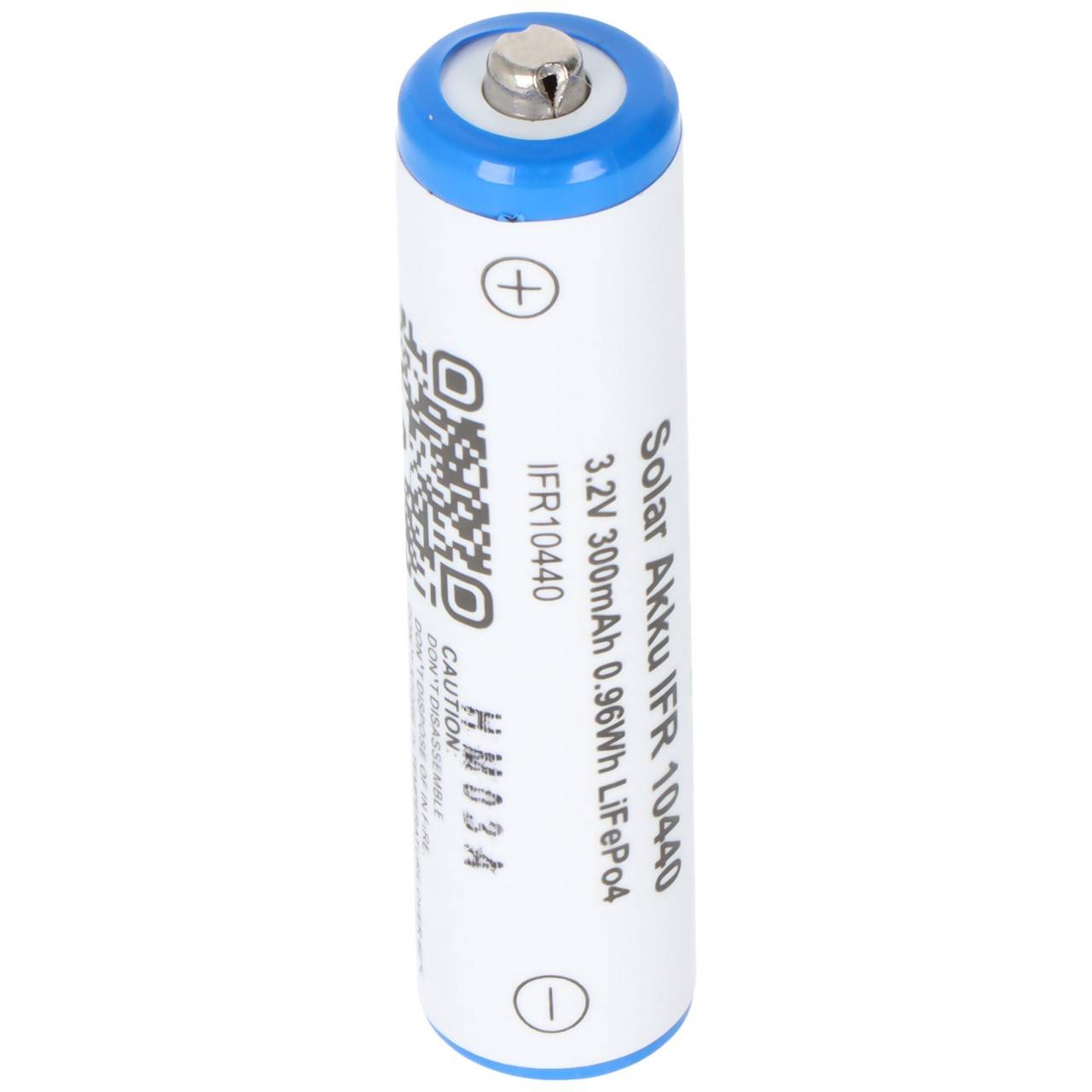 3,2 Volt Solar Akku Lithium IFR 10440 200mAh LiFePo4 Akku, 3,2 Volt Akku AAA Solar mit Kopf ungeschützt 44,1 x 10,1mm-1