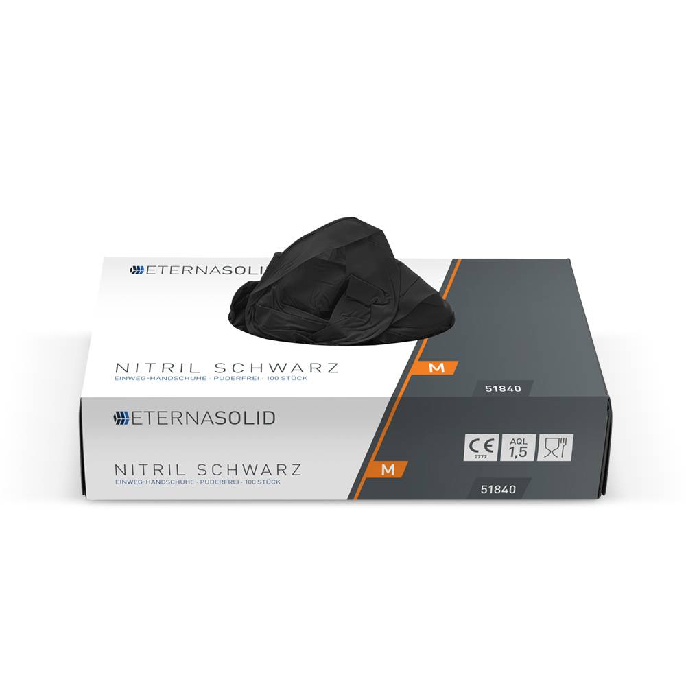 ETERNASOLID Nitril-Handschuhe, Größe S, schwarz, 100 Stück/Box-1