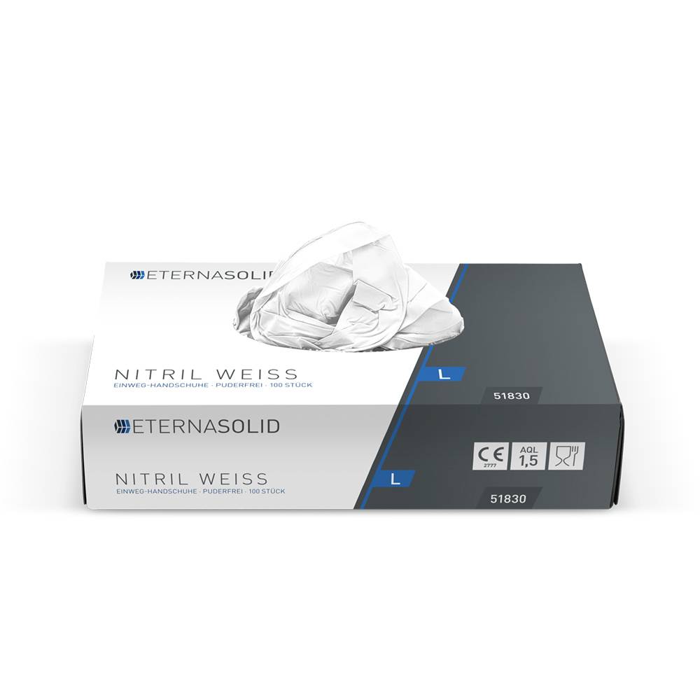 ETERNASOLID Nitril-Handschuhe, Größe XL, weiß, 100 Stück/Box-1