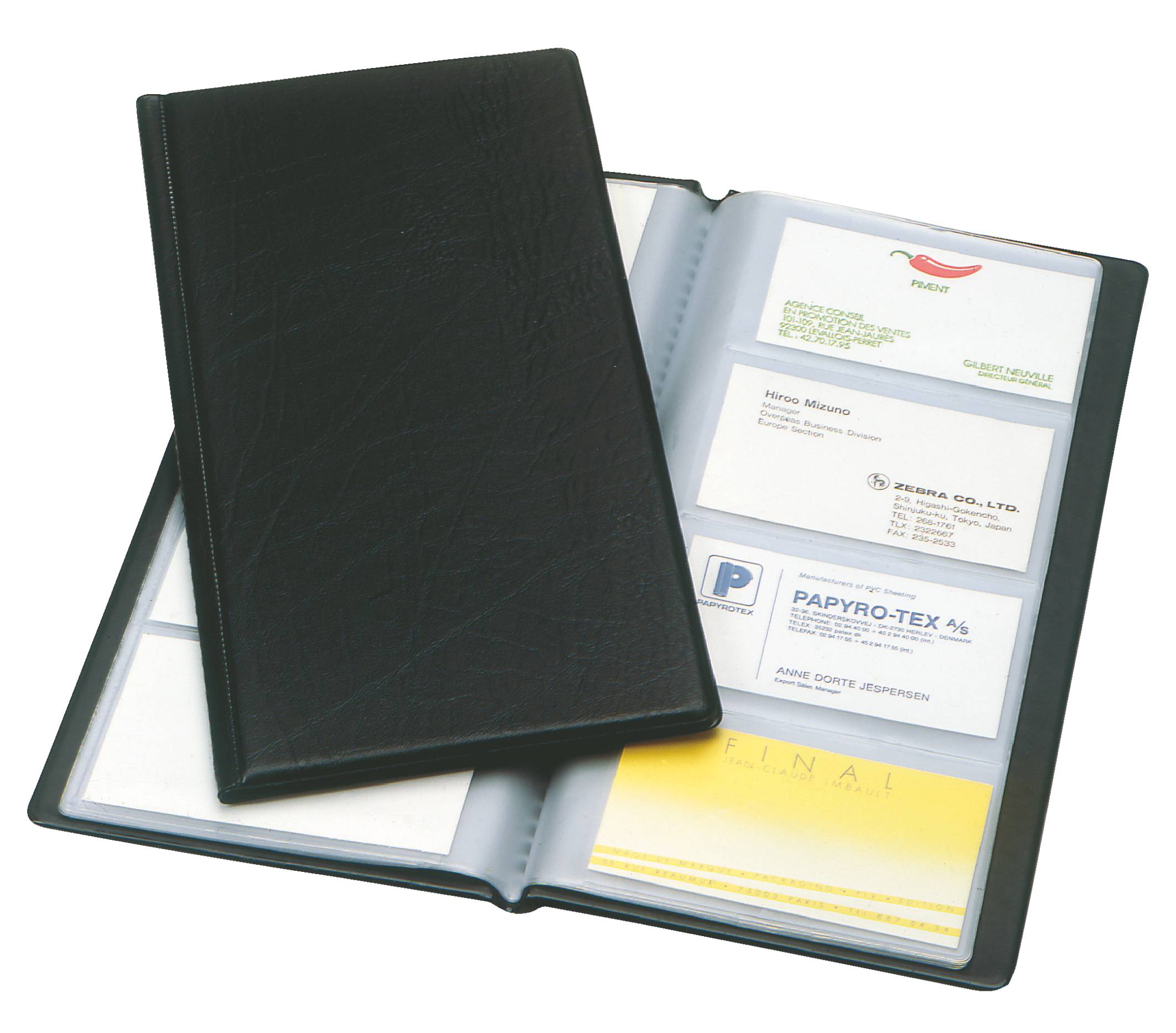 Visitenkartenbuch 130x270mm für 128 Karten schwarz-1