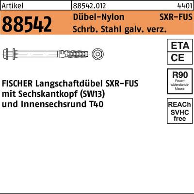 Rahmendübel R 88542 SXR 10x 60 FUS Schraube Sta verz./Dübel-Nylon 50St. FISCHER