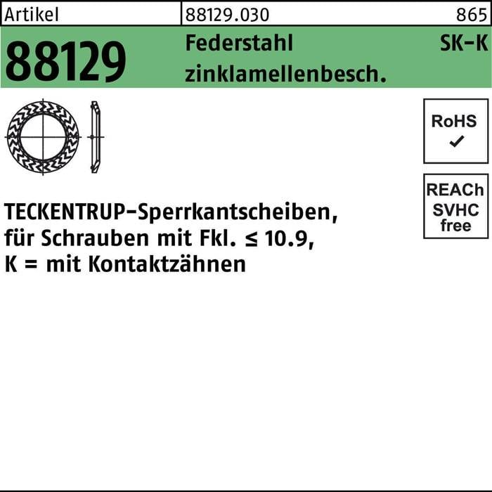 Sperrkantscheibe R 88129 K 8x16,2x1,4 Federst. zinklamellenb. 250St TECKENTRUP-0