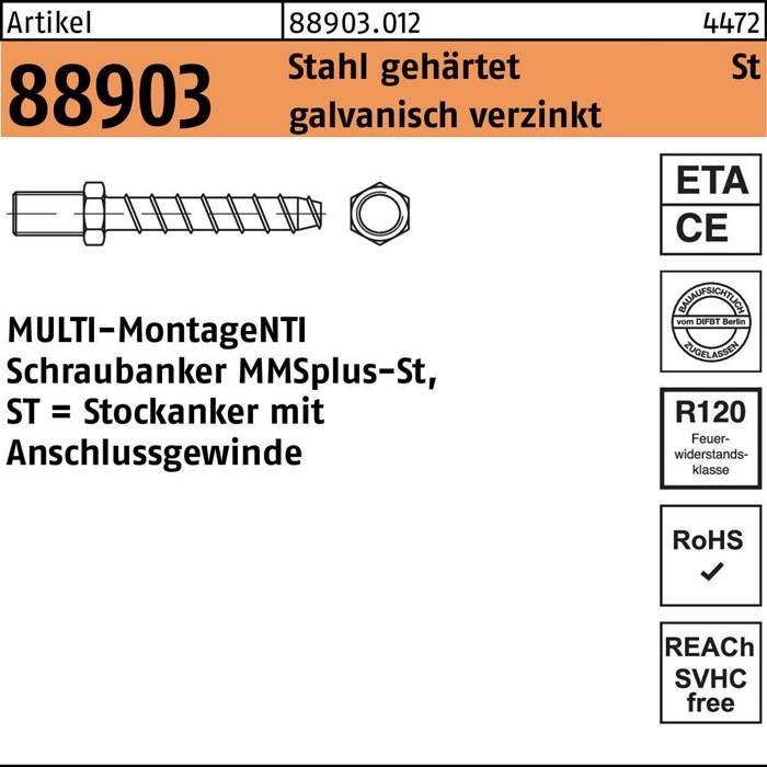 Stockanker R 88903 MMSplus-St 10x85/20/35 SW 13 Stahl galv.verz. 25St. HECO-0