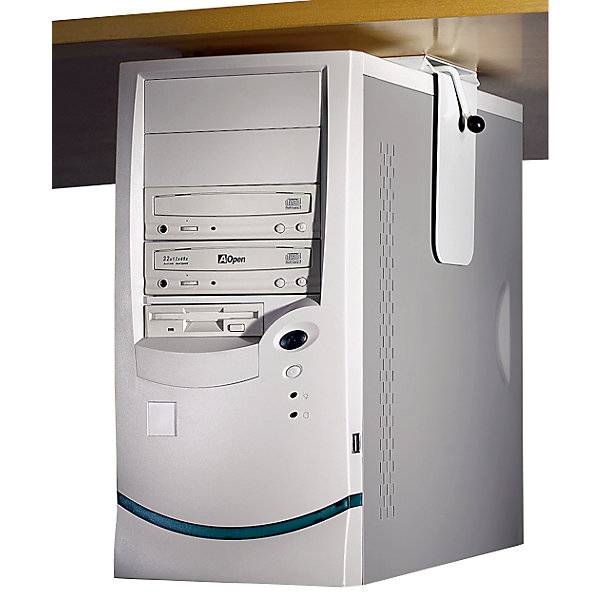 CPU-Halter zur Untermontage an Tischplatte, Belastung max. 40 kg, lichtgrau RAL 7035., Twinco, 982817 49-0