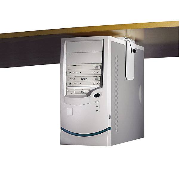CPU-Halter zur Untermontage an Tischplatte, Belastung max. 40 kg, lichtgrau RAL 7035., Twinco, 982817 49-1