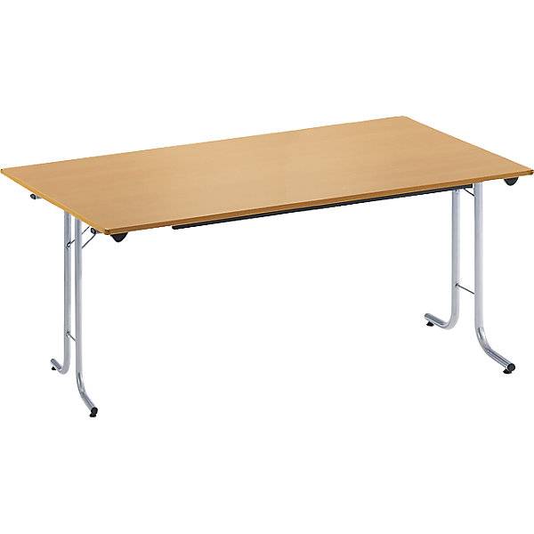 Klapptisch mit abgerundeten Kanten Rundrohr-Gestell Plattenform rechteckig 1400 x 700 mm Gestell alufarben-0