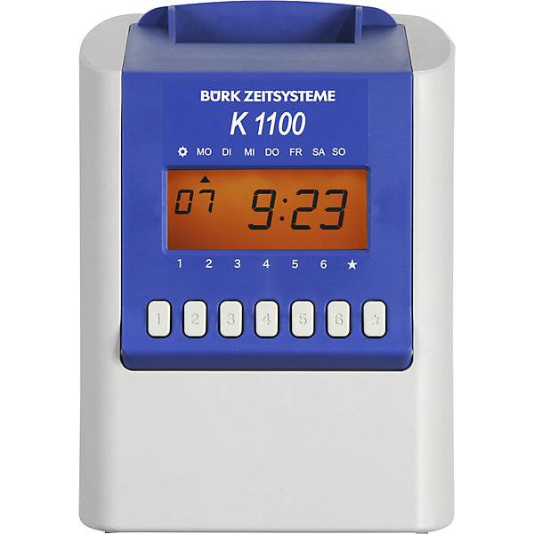 Zeiterfassungsgerät K 1100 HxBxT 244 x 175 x 132 mm seidengrau/blau. Buerk Mobatime GmbH 58941049