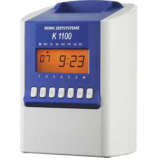 Zeiterfassungsgerät K 1100 HxBxT 244 x 175 x 132 mm seidengrau/blau. Buerk Mobatime GmbH 58941049-1