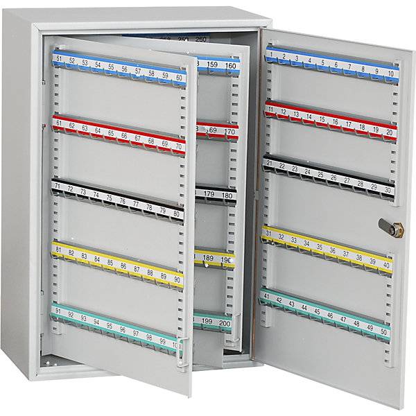 Schlüsselschrank 300 Haken HxBxT 550 x 380 x 205 mm lichtgrau. INTER Sicherheits Service SP.ZO.O 22170849-0