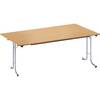Klapptisch mit abgerundeten Kanten Rundrohr-Gestell Plattenform rechteckig 1600 x 800 mm Gestell alufarben