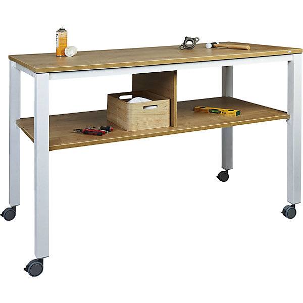 Multifunktionstisch E2008 fahrbar Gestell alusilber Platte weiß. Jakob Maul GmbH 67658949-2