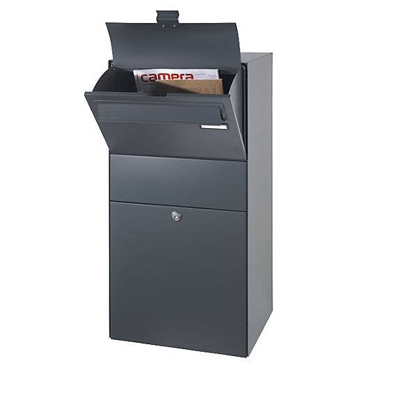 Zustellbox mit Briefeinwurfklappe anthrazitgrau RAL 7016. Allebacker-Schulte GmbH 48980449-0