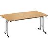 Klapptisch mit abgerundeten Kanten Rundrohr-Gestell Plattenform rechteckig 1400 x 700 mm Gestell schwarz