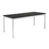 Mehrzwecktisch rechteckig BxH 1200 x 740 mm Tiefe 800 mm Platte schwarz Gestell verchromt. TAKKT Industrial &