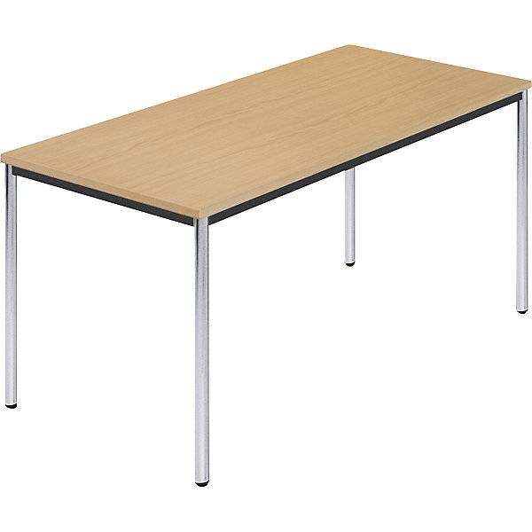 Rechtecktisch Rundrohr verchromt BxT 1500 x 800 mm Buche natur. SODEMATUB NAUDIN 51058349