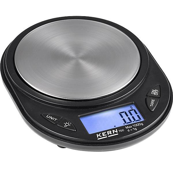 Taschenwaage mit Taraschale VE 5 Stk Wägebereich bis 150 g Ablesbarkeit 001 g Wägeplatte 81 mm. Kern & Sohn-0