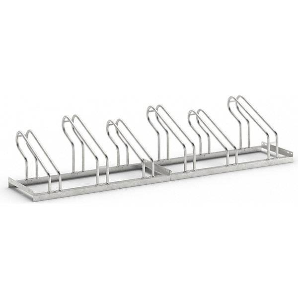 Fahrradständer Bügel aus 18 mm Stahlrohr Radeinstellung einseitig feuerverzinkt 6 Stellplätze. TAKKT-0