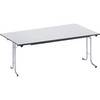 Klapptisch mit abgerundeten Kanten Rundrohr-Gestell Plattenform rechteckig 1600 x 800 mm Gestell alufarben