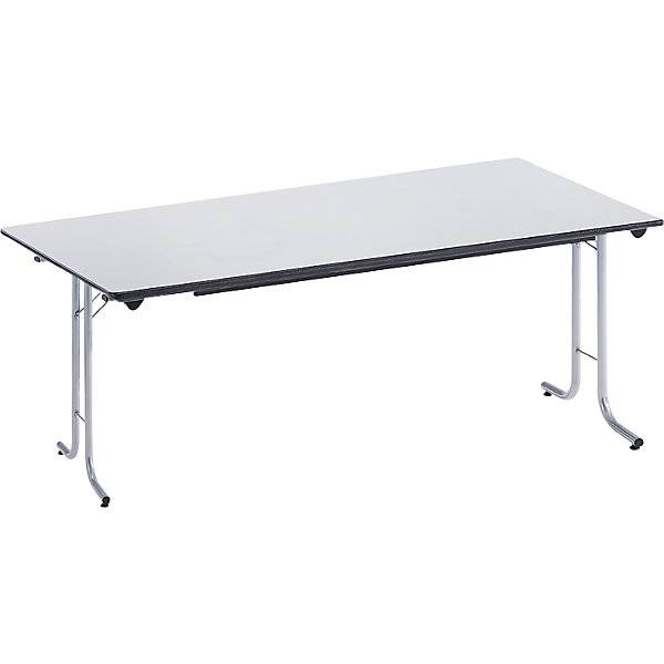 Klapptisch mit abgerundeten Kanten Rundrohr-Gestell Plattenform rechteckig 1600 x 700 mm Gestell alufarben-0