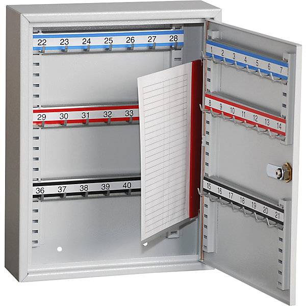 Schlüsselschrank 42 Haken HxBxT 350 x 270 x 80 mm lichtgrau. INTER Sicherheits Service SP.ZO.O 22178349