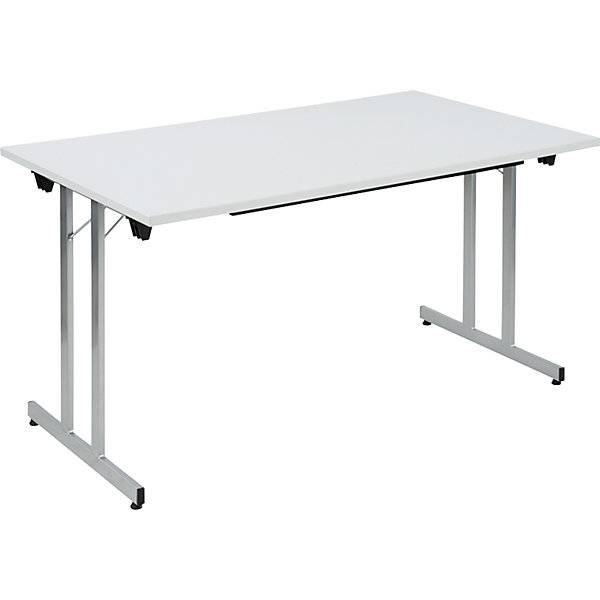 Klapptisch F25 BxT 1400 x 800 mm Platte lichtgrau Gestell alusilber. SODEMATUB NAUDIN 66832749