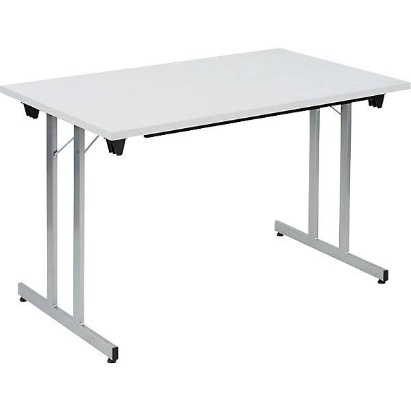Klapptisch F25 BxT 1200 x 700 mm Platte lichtgrau Gestell alusilber. SODEMATUB NAUDIN 66831249-0