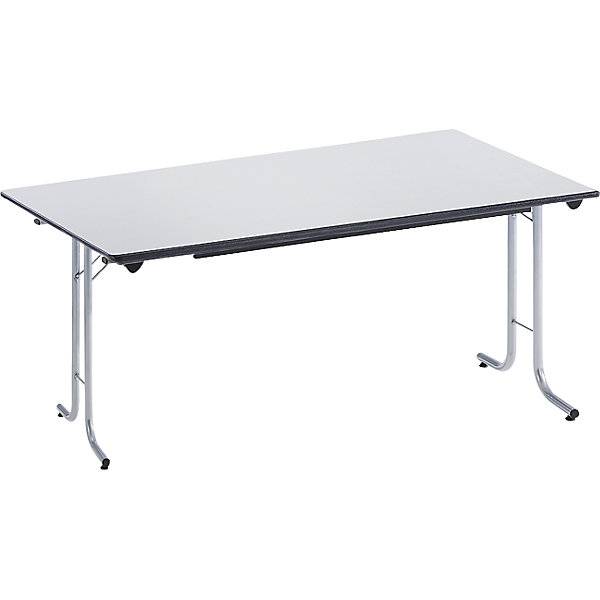 Klapptisch mit abgerundeten Kanten Rundrohr-Gestell Plattenform rechteckig 1400 x 700 mm Gestell alufarben