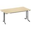 Klapptisch mit abgerundeten Kanten Rundrohr-Gestell Plattenform rechteckig 1400 x 700 mm Gestell schwarz
