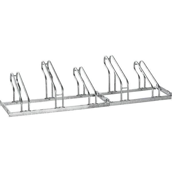 Fahrradständer Bügel aus 18 mm Stahlrohr Radeinstellung einseitig feuerverzinkt 5 Stellplätze. TAKKT-0