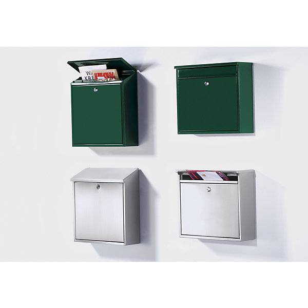 Briefkasten mit klappbarem Schrägdach HxBxT 370 x 370 x 115 mm Edelstahl. Vepa Bins Groothandel B.V. 75084849-3