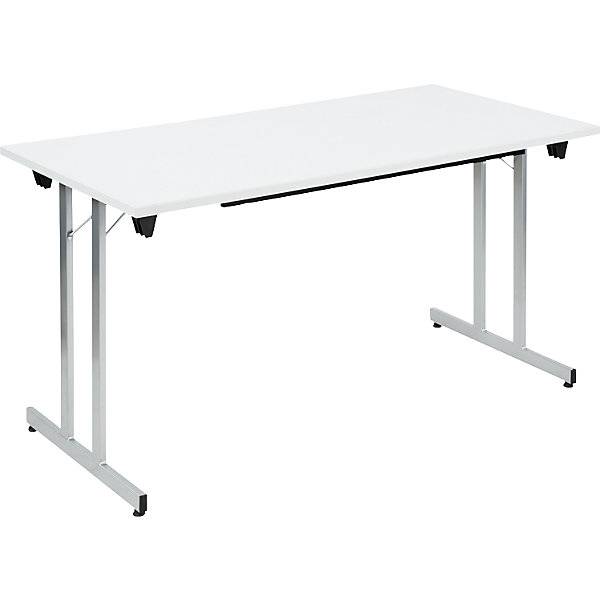 Klapptisch F25 BxT 1400 x 700 mm Platte lichtgrau Gestell alusilber. SODEMATUB NAUDIN 66832249