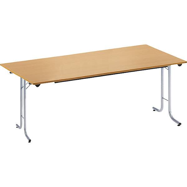 Klapptisch mit abgerundeten Kanten Rundrohr-Gestell Plattenform rechteckig 1600 x 700 mm Gestell alufarben-0
