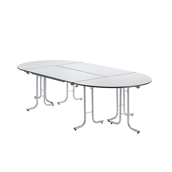 Klapptisch mit abgerundeten Kanten Rundrohr-Gestell Plattenform rechteckig 1600 x 700 mm Gestell alufarben-3