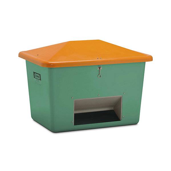 Streugutbehälter aus GfK Volumen 700 l mit Entnahmeöffnung Behälter grün. Cemo GmbH 11648549-0