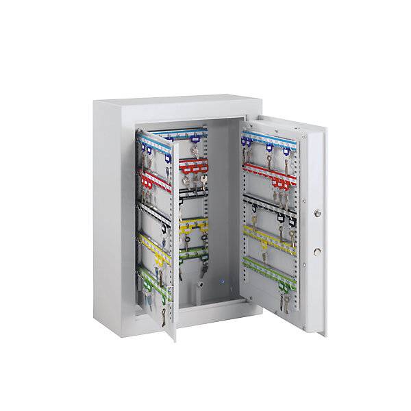 Schlüsseltresor lichtgrau Hakenleisten verstellbar 300 Haken HxBxT 636 x 460 x 300 mm. INTER Sicherheits-1
