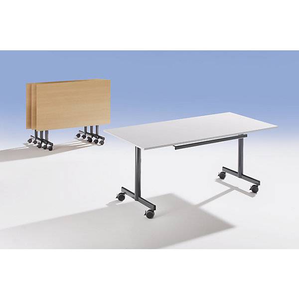 Tisch mit abklappbarer Platte mobil HxBxT 720 x 1200 x 800 mm grau. SODEMATUB NAUDIN 74676849-1