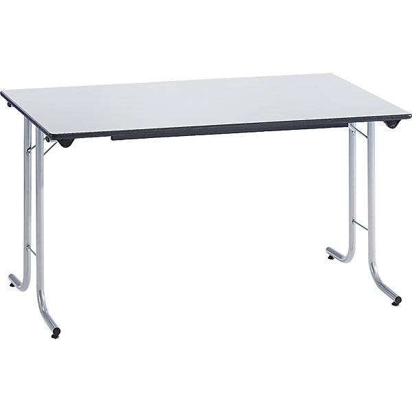 Klapptisch mit abgerundeten Kanten Rundrohr-Gestell Plattenform rechteckig 1200 x 700 mm Gestell alufarben-1