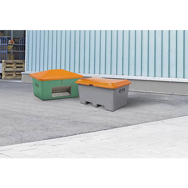 Streugutbehälter aus GfK Volumen 200 l ohne Entnahmeöffnung Behälter grau. Cemo GmbH 17029149-1