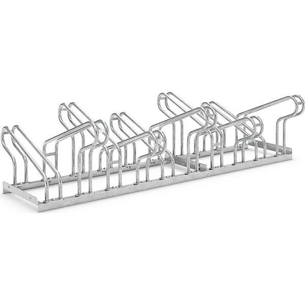 Fahrradständer Bügel aus 18 mm Stahlrohr Radeinstellung zweiseitig feuerverzinkt 10 Stellplätze. TAKKT-1