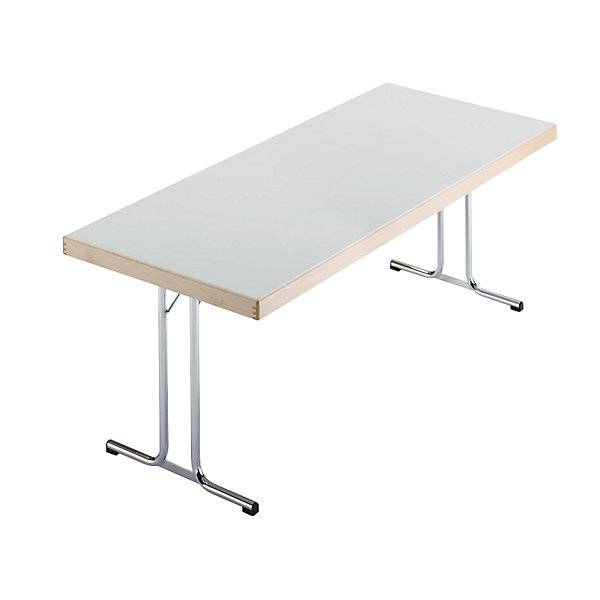 Klapptisch Doppel-T-Fuß-Gestell 1500 x 800 mm Gestell verchromt Platte lichtgrau. SCHNEEWEISS interior GmbH-0