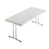 Klapptisch Doppel-T-Fuß-Gestell 1500 x 800 mm Gestell verchromt Platte lichtgrau. SCHNEEWEISS interior GmbH