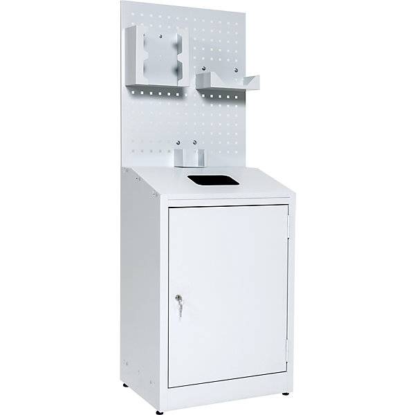 Hygienestation mit Lochwand HxBxT 1480 x 550 x 400 mm lichtgrau. TAKKT Industrial & Packaging GmbH 58851549-2