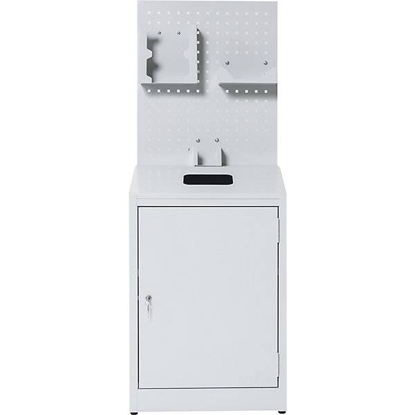 Hygienestation mit Lochwand HxBxT 1480 x 550 x 400 mm lichtgrau. TAKKT Industrial & Packaging GmbH 58851549-3